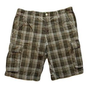 Old Navy‎ Cargo Shorts Mens 38 (39) Relaxed Madras Plaid Long Hiking Outdoor Y2K